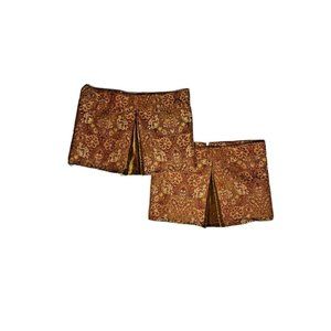 Vintage 1990s Springs Luxury Red Gold Valances Curtains Velvet Pleats Jacobean